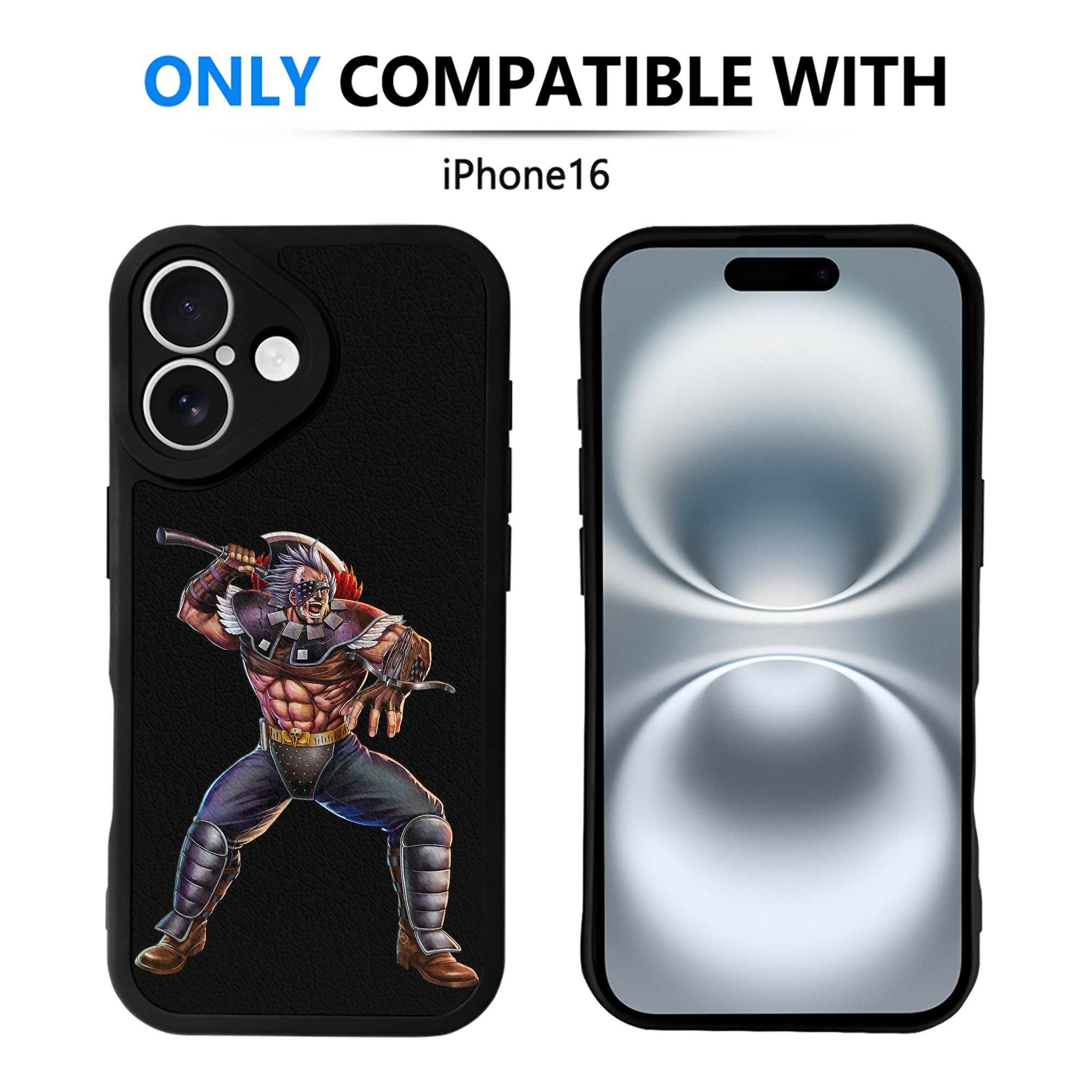 （画像用） 北斗の拳 Fist of the North Star 【iPhone 16シリーズ対応】シリコンスマホケース（レザー調） 材質：シリコン